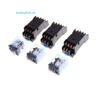 Tuilieyfish MY4NJ รีเลย์พาวเวอร์คอยล์ 12v 24v 220v 14 Pin 4PDT พร้อมซ็อกเก็ต