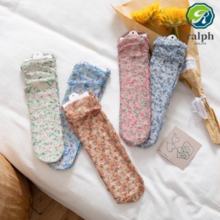 RALPH Breathable Tube Socks Tide Floral Women Socks Cute Lace Sweet Japanese Thin Girls Mesh/Multicolor