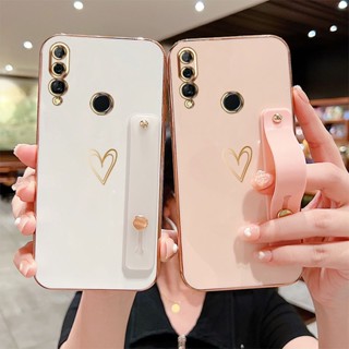 เคสโทรศัพท์ซิลิโคน กันกระแทก ลายหัวใจ หรูหรา พร้อมขาตั้ง สําหรับ Huawei Y9 Prime 2019 Y7 Prime 2019 Y6 2019