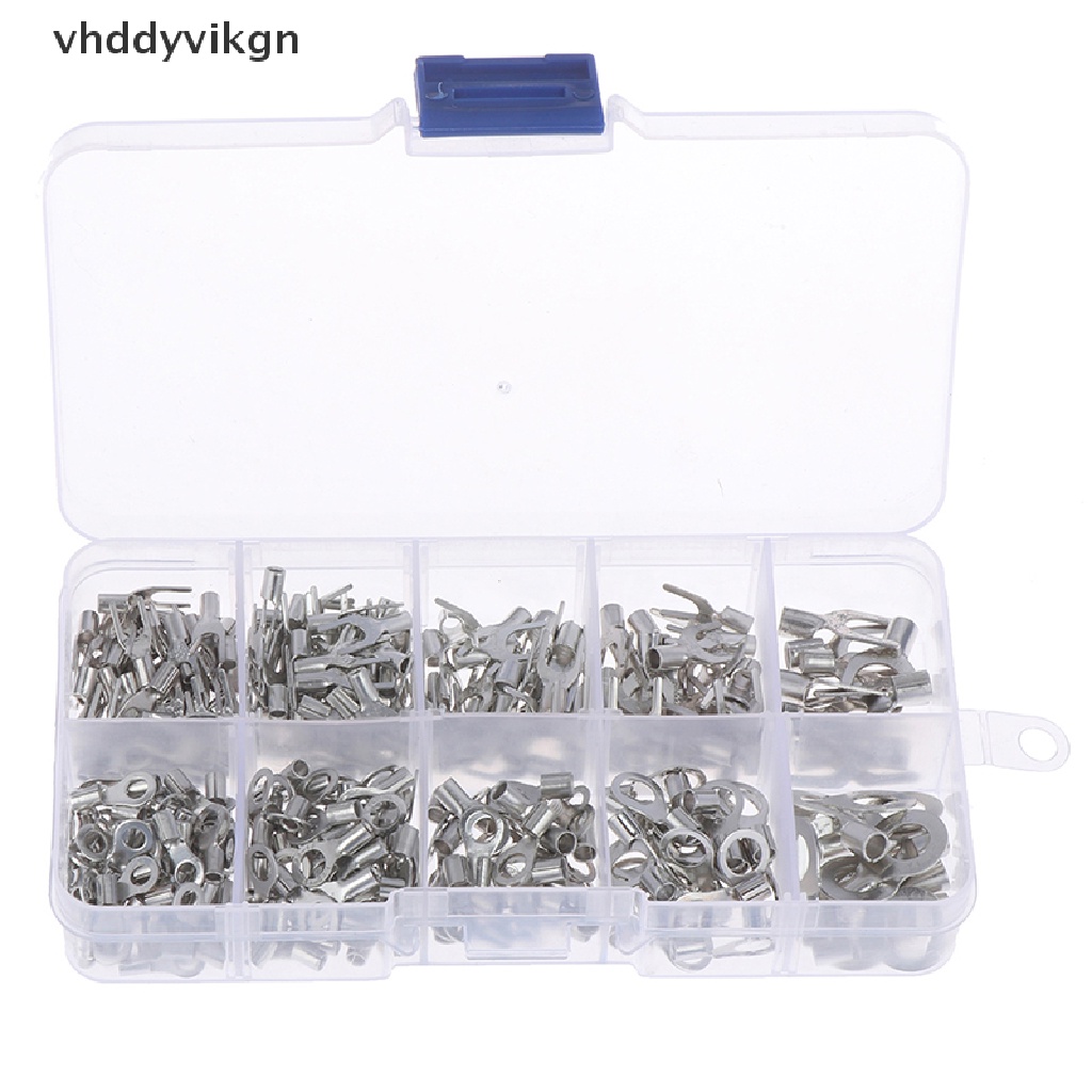 VHDD 320 ชิ้น/กล่อง 10 In 1 เทอร์มินัล Non-ฉนวนแหวนส้อม U-type ทองเหลือง Terminals ชุด VN