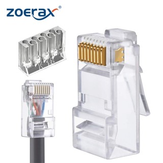 Zoerax ปลั๊กเชื่อมต่ออีเธอร์เน็ต Cat6 RJ45 Cat 6 RJ 45 Ends UTP 8P8C สําหรับ Cat6 Cat5e 50 ชิ้น