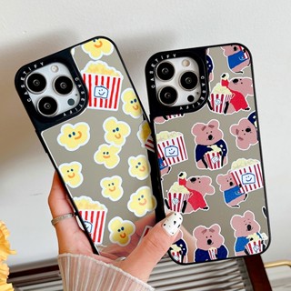 Casetify เคสโทรศัพท์มือถือ ลายหมีป๊อปคอร์น มีกระจก สําหรับ iPhone 14 13 12 11 Pro MAX IX XS MAX XR