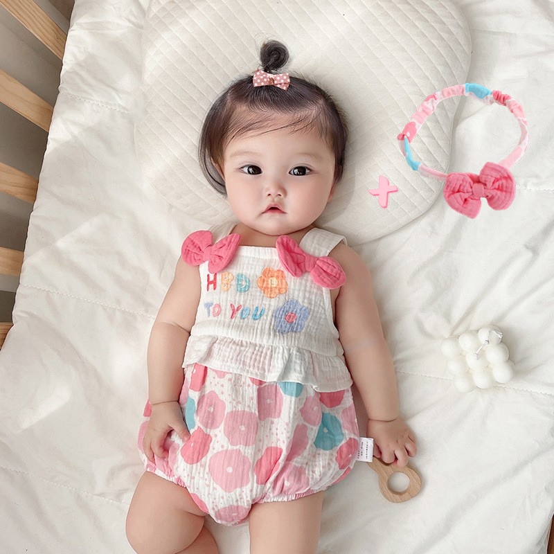 ชุดจั๊มสูท แบบบาง แต่งสายคล้องมือ ลายดอกไม้น่ารัก สีชมพู แฟชั่นฤดูร้อน สําหรับเด็กผู้หญิง