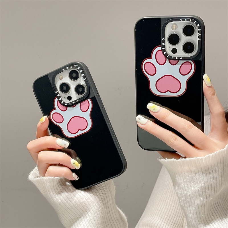 Casetifg เคสโทรศัพท์ซิลิโคน TPU แข็ง กันกระแทก ลายอุ้งเท้าแมวน่ารัก พร้อมกล่อง สําหรับ iPhone 11 12 13 14 Pro Max 14 Plus