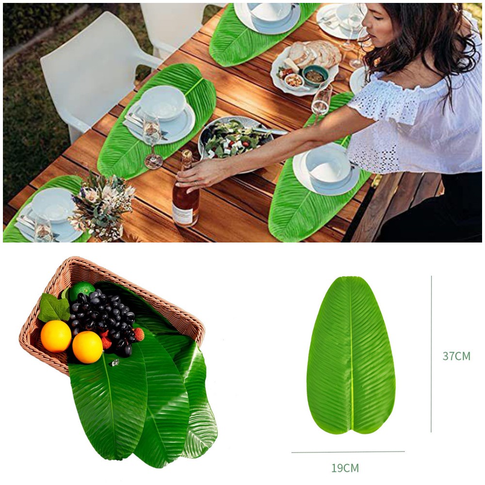 กล้วยปลอม ใบไม้ปลอม สีเขียว DIY อุปกรณ์ประกอบฉาก ตกแต่งโต๊ะอาหาร ปาร์ตี้ งานแต่งงาน บ้าน