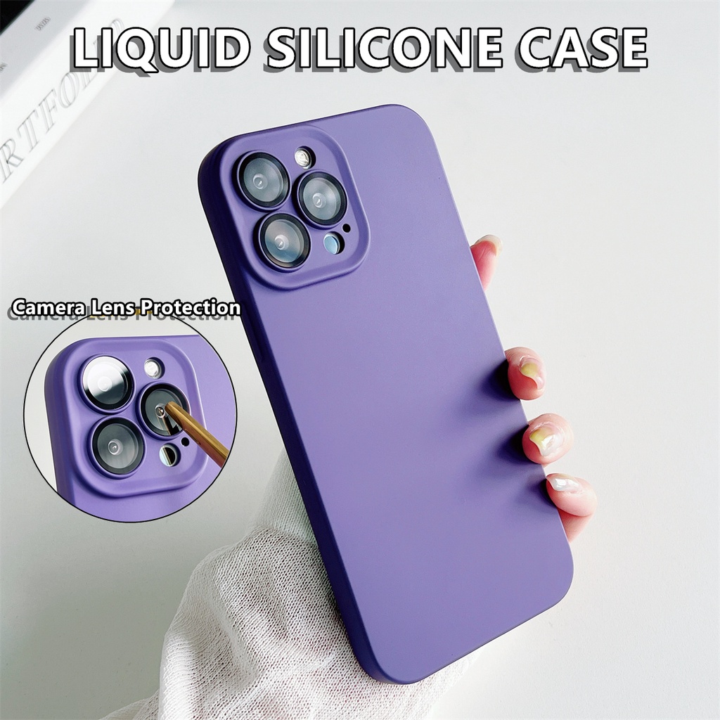 เคสโทรศัพท์มือถือ ซิลิโคนนิ่ม ป้องกันเลนส์กล้อง กันกระแทก หรูหรา สําหรับ iPhone 11 12 13 14 Pro Max 14 Plus 12 13 Pro Max