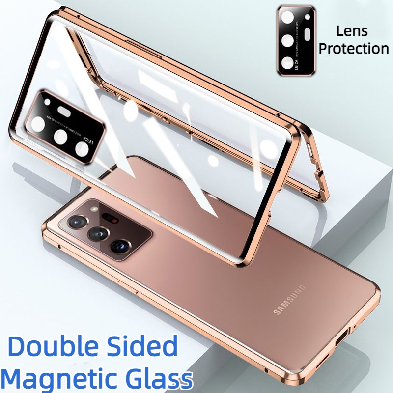 เคสโทรศัพท์มือถือ แบบฝาพับแม่เหล็ก สองด้าน สําหรับ Samsung galaxy S21 S23 Ultra S22 Plus Note 20 Ult