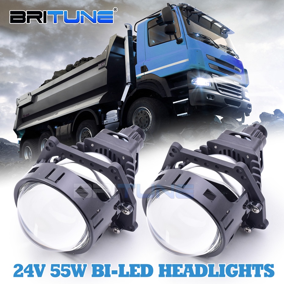 24V ไฟหน้าโปรเจคเตอร์ Bi LED Projector 3.0 นิ้ว สําหรับรถยนต์ SUV รถบรรทุก รถแทรกเตอร์ รถบรรทุก รถบร