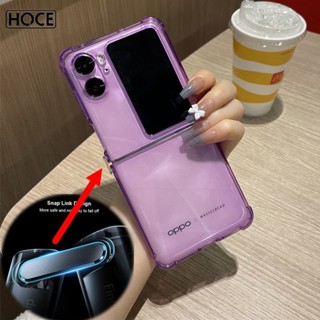 Hoce 2in1 เคสโทรศัพท์มือถือแบบนิ่ม ใส กันกระแทก สี่มุม สําหรับ Oppo Find N2 n2flip