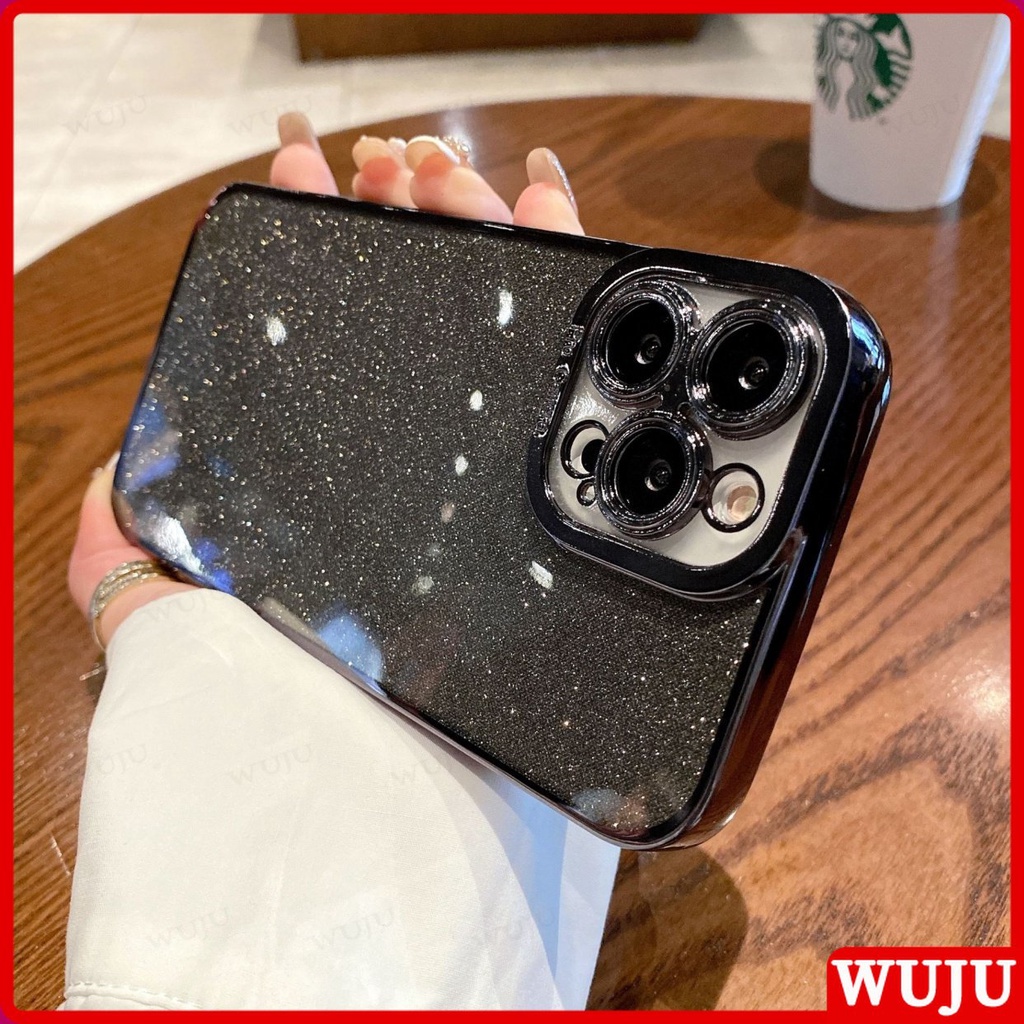 Wuju เคสโทรศัพท์ ซิลิโคนนิ่ม กันกระแทก แต่งกลิตเตอร์ ระยิบระยับ หรูหรา สําหรับ iPhone 16 15 14 13 12 11 Pro Max Plus