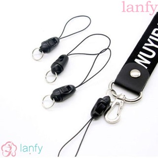 Lanfy อุปกรณ์เสริมพวงกุญแจสายคล้องโทรศัพท์มือถือขนาดเล็กสายคล้องโทรศัพท์มือถือสีดํา 10 ชิ้น