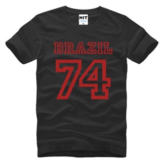 👕✨เสื้อยืดแขนสั้น คอกลม ผ้าฝ้าย พิมพ์ลาย Brazil 74 สําหรับผู้ชาย ส่งฟรี