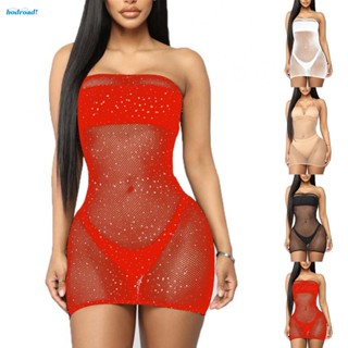 【HODRD】Women Mesh See-through Bodycon Tube Dress lingerie Sexy Evening Party Club Wear【Fashion】