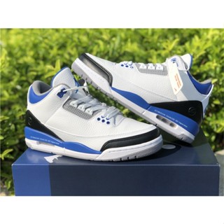 Air Jordan 3 รองเท้าบาสเก็ตบอล สีขาว สีฟ้า AJ3 CT8532-040