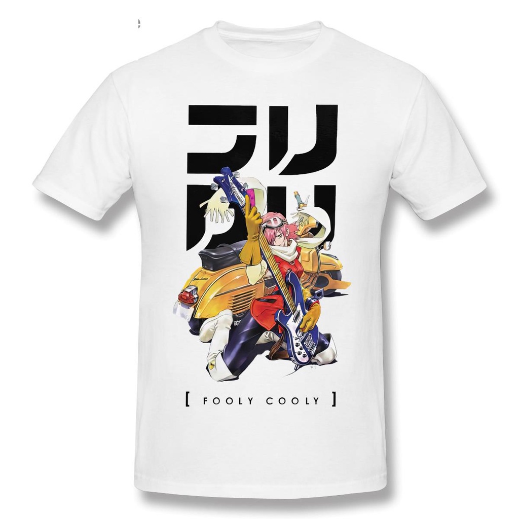 2023เสื้อยืด cotton เสื้อยืดผู้ชาย Fooly Cooly Haruko คลาสสิกแขนสั้น Crewneck การ์ตูนอะนิเมะญี่ปุ่น 