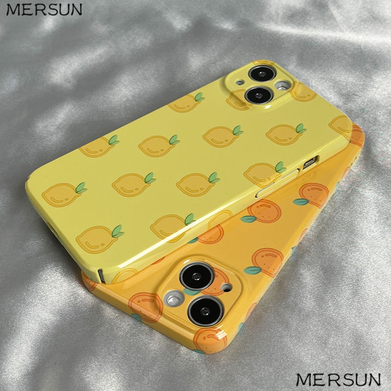 เคสโทรศัพท์มือถือแบบแข็ง ลายเลม่อน สีส้ม สําหรับ Iphone Xr8 14pro 13xs 1211max 7 Apple XRST