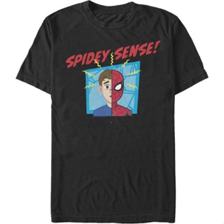 NEXเสื้อยืดแขนสั้นSpider-Man Spidey Sense Marvel Comics T-Shirt เสื้อตราหานคู่ เสื้อคนอ้วน เสื้อตราหานคู่ เสื้อยืดเข้ารู