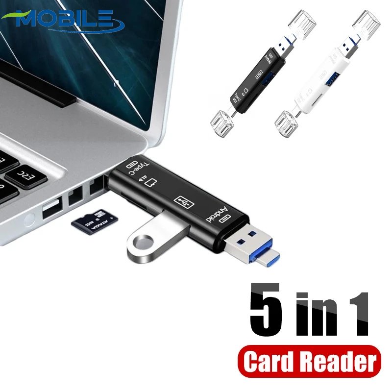 5 In 1 OTG Card Reader มัลติฟังก์ชั่นโทรศัพท์มือถือ PC อุปกรณ์เสริมความเร็วสูง Card Reader อะแดปเตอร์ประเภท C/Usb /Micro Usb/Tf/SD การ์ดหน่วยความจํา Usb 2.0 แฟลชไดรฟ์