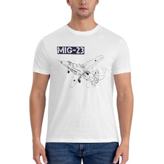 เสื้อยืด ผ้าฝ้าย พิมพ์ลายกราฟฟิค Mig 23 Inspired Fighting Jet