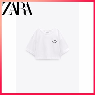 Zara ใหม่ เสื้อยืด แขนสั้น สําหรับผู้หญิง