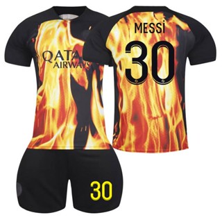 ใหม่ เสื้อกีฬาแขนสั้น ลายทีมชาติฟุตบอล Paris Saint-Germain Messi Jersey 22-23 2 ชิ้น ต่อชุด