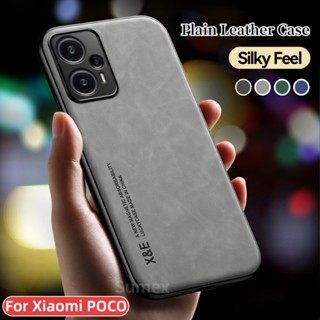 เคสโทรศัพท์มือถือหนัง กันกระแทก พร้อมแผ่นโลหะ สีพื้น หรูหรา สําหรับ Xiaomi Pocof5 POCO F5 Pro 5G Mi POKO X5 F5 Pro 2023 5G