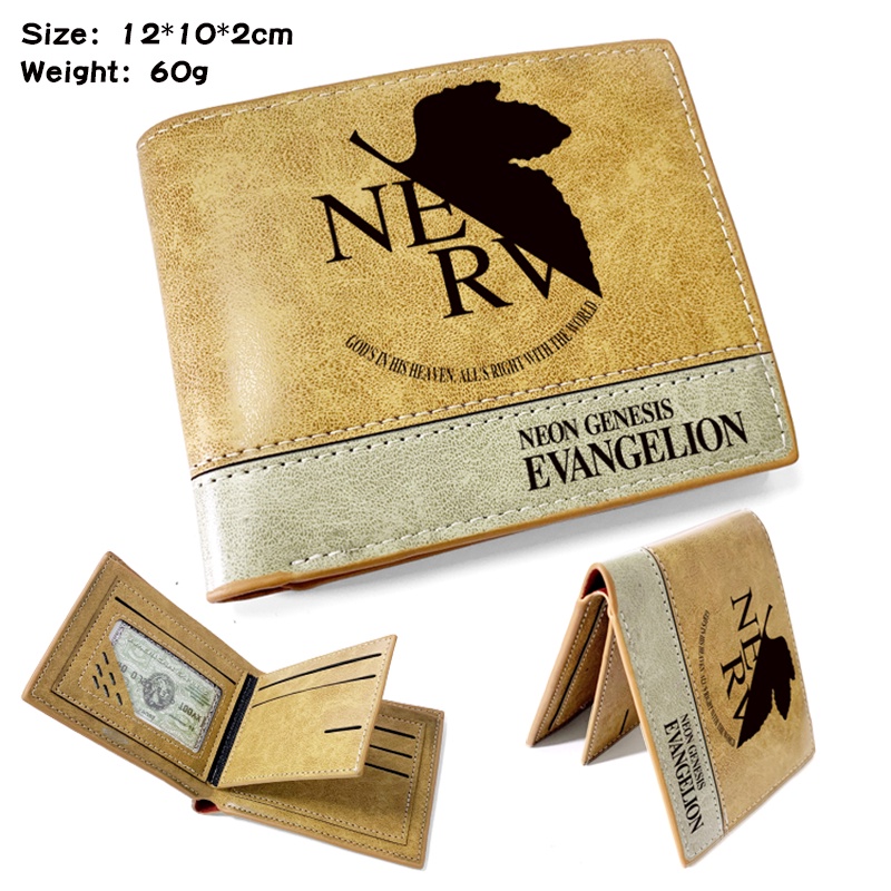 กระเป๋าสตางค์ หนัง PU ใบสั้น ลายการ์ตูน Evangelion เหมาะกับของขวัญ สําหรับนักเรียน