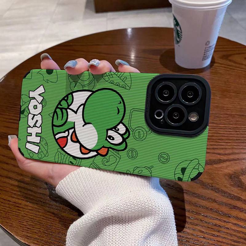 เคสโทรศัพท์มือถือหนังนิ่ม ลายการ์ตูนไดโนเสาร์จิ๋ว สีเขียว สําหรับ IPhone 6S 7 Plus 8 Plus X XS XR XS Max 11 13 12 14 PRO Max 14 Plus 12 13 mINI SE