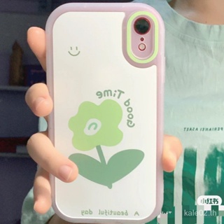 เคสป้องกันโทรศัพท์มือถือ แบบนิ่ม ลายดอกไม้ สีเขียว กันกระแทก สําหรับ iPhone 14promax 13pro 12 11 x xr xsmax 7plus 8p