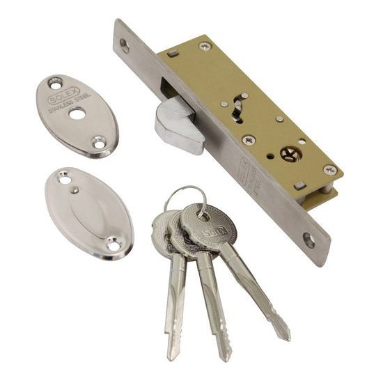 Power Lock กุญแจบานเลื่อน กุญแจคอม้า SOLEX สำหรับบานไม้ และ อลูมิเนียม สีสแตนเลส และ สีทองแดง 412HSS / 412HAC (คอม้า)