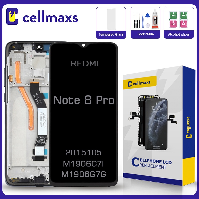 สําหรับ XIAOMI REDMI Note 8 Pro 2015105 M1906g7i M1906G7G เปลี่ยนหน้าจอสัมผัส LCD พร้อมกรอบ
