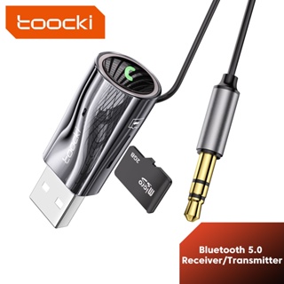 Toocki อะแดปเตอร์รับสัญญาณเสียงบลูทูธ 5.0 AUX ไร้สาย TF Usb เป็นไมโครโฟนแฮนด์ฟรี 3.5 มม. สําหรับรถยนต์