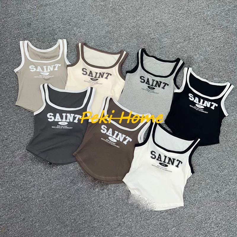 เสื้อกั๊กขนาดเล็ก เสื้อครอปวินเทจ เสื้อกล้ามครอป ผ้ายืดใส่สบายไม่ร้อนนะ สาวๆไม่ควรพลาดฮิตสุดๆ
