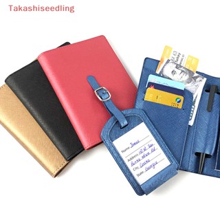 (Takashiseedling) Custom Name Passport Cover Luggage Tag Set Fashion Saffiano PU Leather Ticket Passport Holder Personalize Letters Travel Purse