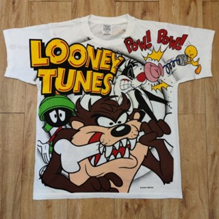 TAZMANIA LOONEY OVERPRINT BOOTLEG เสื้อลายการ์ตูน เสื้อวง เสื้อทัวร์