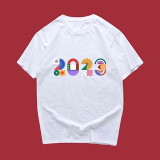 [COD]ลาย 2023 HAPPY NEW YEAR พร้องส่ง ผ้าคอตตอล 100%S-5XL