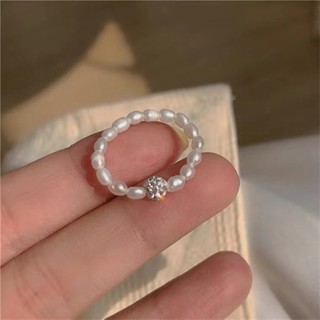 Freshwater Pearl Ring Womens New Style~Elastic Adjustable Temperament Ins Small Design Super Immortal Ring Womens High Grade Fashion In Korea