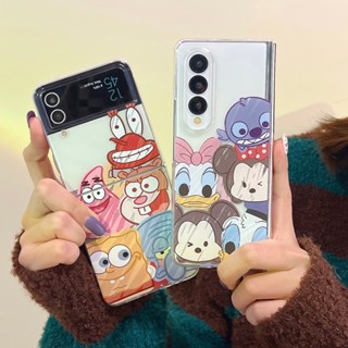 เคสโทรศัพท์มือถือแบบแข็ง ใส ฝาพับ ลายการ์ตูนมิกกี้ สติตช์ แพทริกสตาร์ สพันจ์บ็อบ สําหรับ Samsung Galaxy Z Flip 5 4 3 2 1 5G Flip3 Flip5 Z Fold 5 4 3 2 Fold3 Fold5