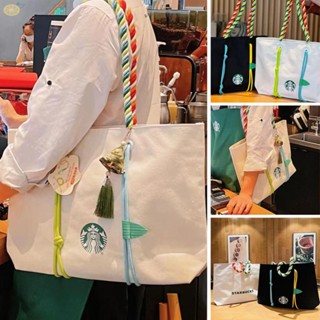 Starbucks ใหม่ กระเป๋าสะพายไหล่ ผ้าแคนวาส ความจุขนาดใหญ่ แฟชั่นสําหรับสตรี