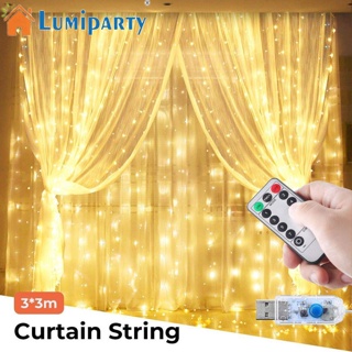 Lumiparty สายไฟหิ่งห้อย Led 8 โหมด รีโมตควบคุม USB พร้อมตะขอ สําหรับตกแต่งบ้าน (3 X 3 เมตร)