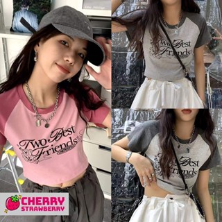 พร้อมส่ง เสื้อครอปสั้นมินิมอล  เสื้อยืดเกาหลี เสื้อยืดแขนสั้น เสื้อยืดครอปท็อปลำลอง