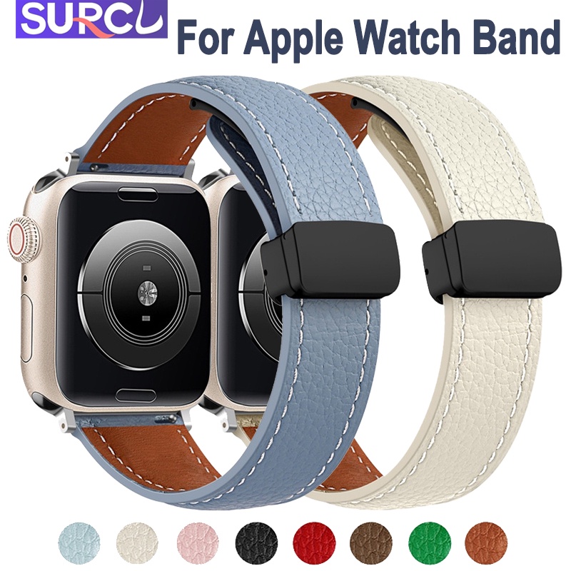 สายนาฬิกาข้อมือหนัง แม่เหล็ก แบบเปลี่ยน สําหรับ Apple Watch Band 49 มม. 45 มม. 41 มม. 44 มม. 40 มม. 42 มม. 38 มม. iWatch Ultra Series 8 7 6 SE 5 4 3 2 1