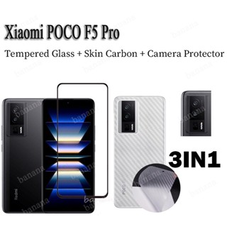 Poco F5 Pro ฟิล์มกระจกนิรภัย สําหรับ Xiaomi POCO F5 F4 F3 M5 M4 M3 X5 X4 Pro 5G X3 NFC X4 GT 3 in 1 เลนส์กล้อง กระจกกันรอยหน้าจอ