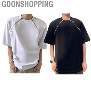 Goonshopping Man Zip Front Short Sleeve Shirt  Casual Comfortable Short Sleeve Shirt Cotton Blend Loose Fit  for Summer