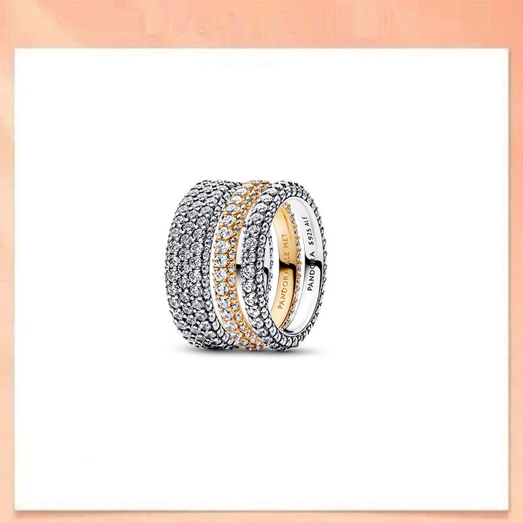 แหวนเงิน เกรด 925 รูป Pavé Pavé แบบไม่มีเวลา