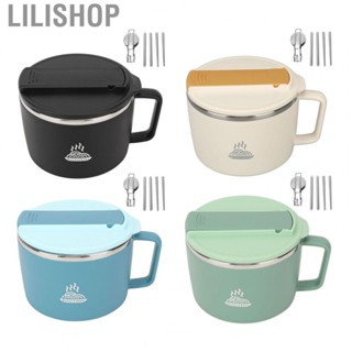 Lilishop Ramen Bowl Set  Phone Slot  Scalding 1200ml Microwave Ramen Bowl 304 Stainless Steel and ABS  for School