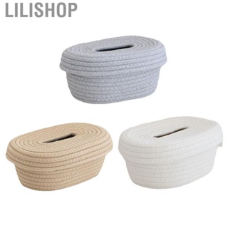 Lilishop Tissue Box Holder  Cotton Rope Napkin Holder Stylish Convenient Use Handmade  for Desktop