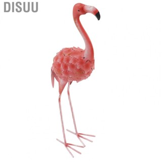 Disuu Flamingo Garden Statue Lifelike Iron Flamingo Statue Color Painting Garden Dec