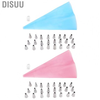 Disuu 24Pcs/Set Pastry Bag Tips Kitchen Cake Icing Piping  Cake Decorating Tools Reusable Pastry Bags+Nozzle Set