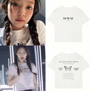 [S-5XL]เสื้อยืดแขนสั้นพิมพ์ลาย Blackpink Jennie น่ารักสไตล์เกาหลีสําหรับผู้หญิง